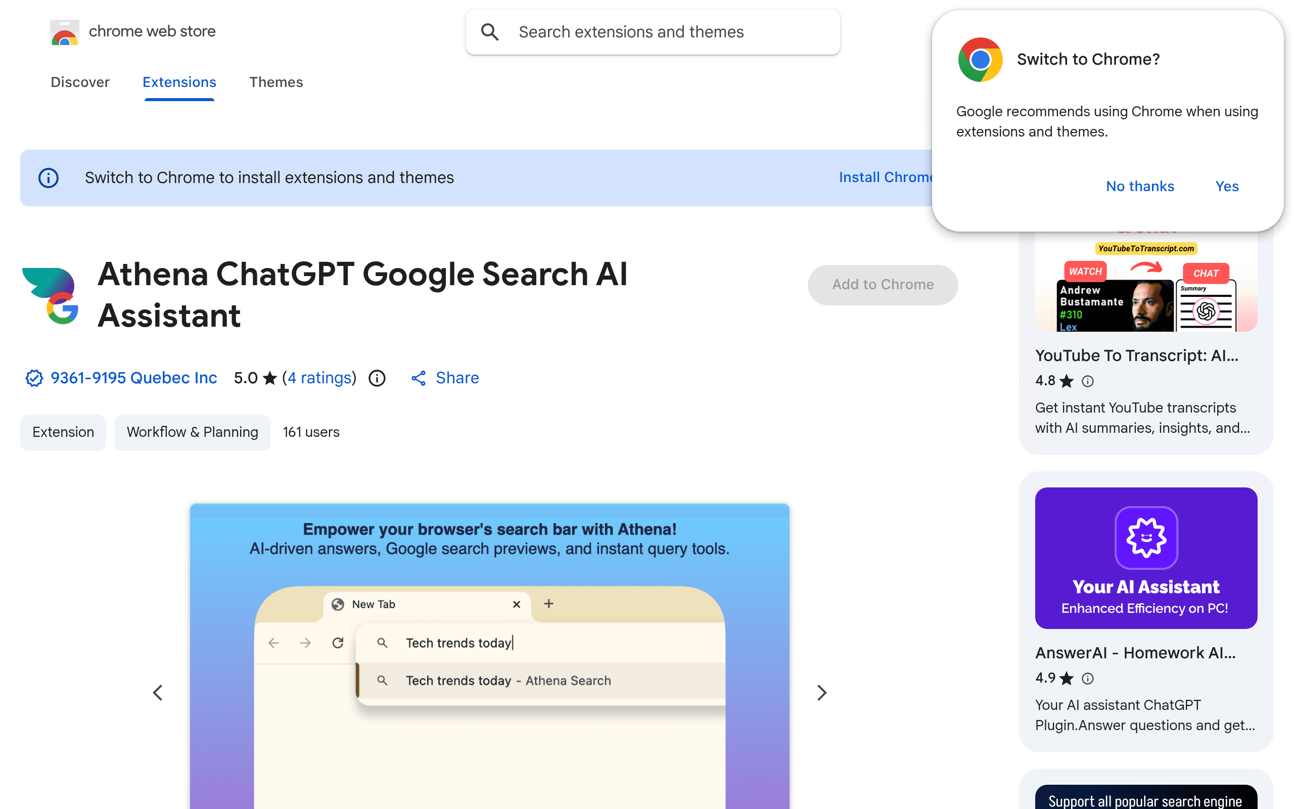 Athena ChatGPT Google Search AI Assistant