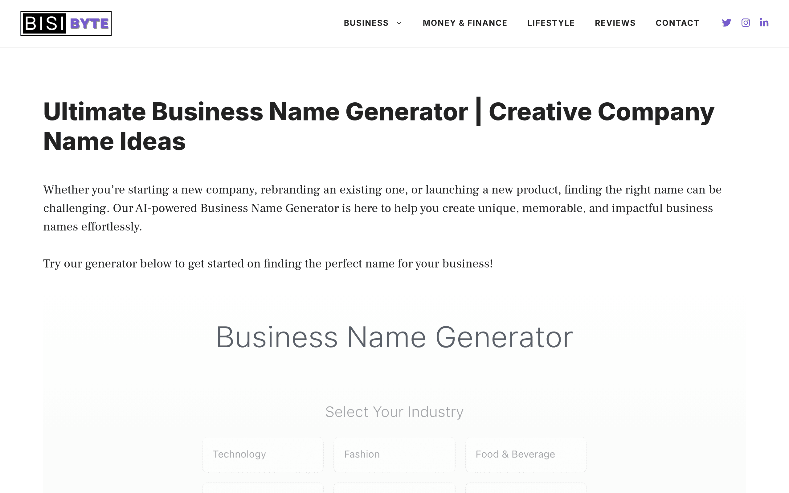 Bisibyte Business Name Generator
