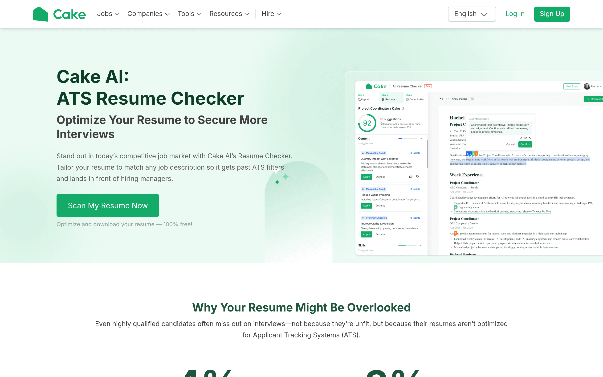 Cake Resume Checker