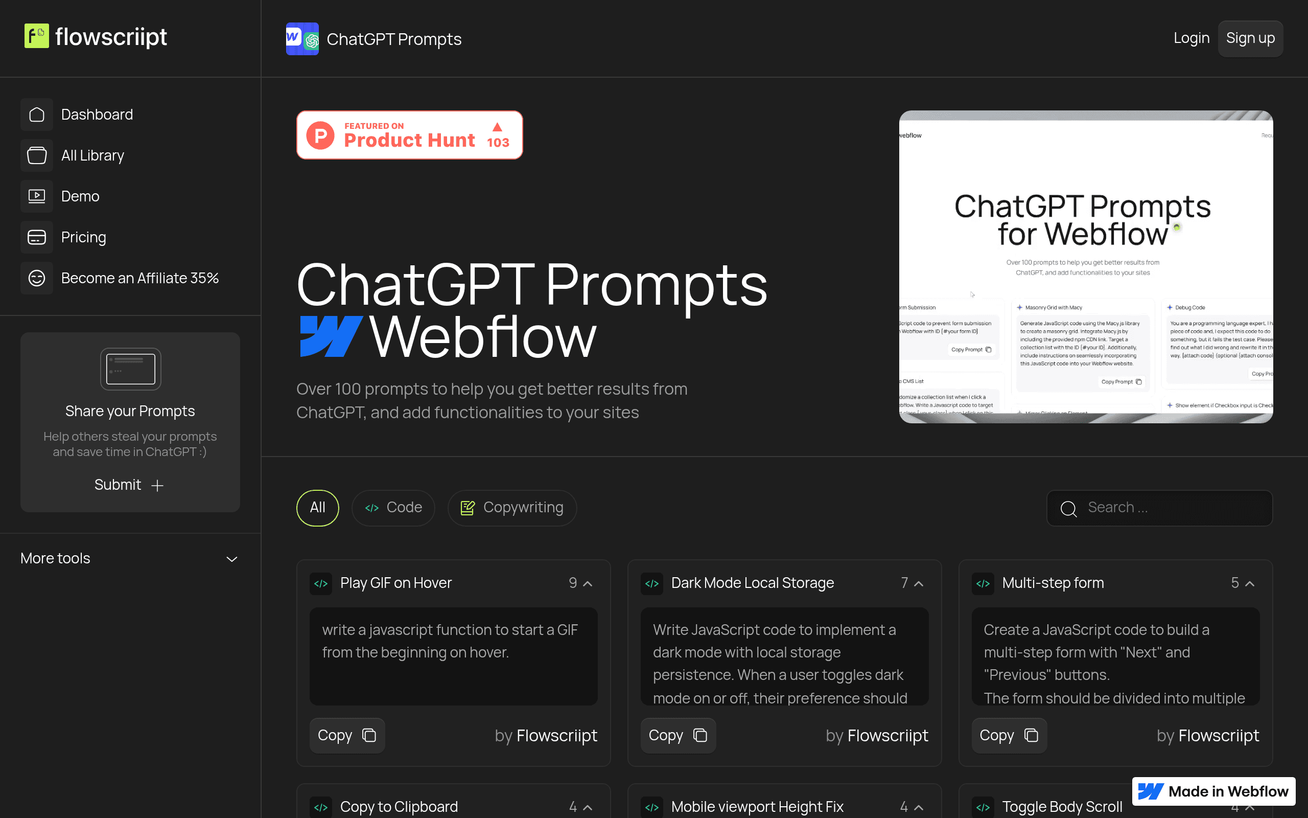 ChatGPT Prompts for Webflow