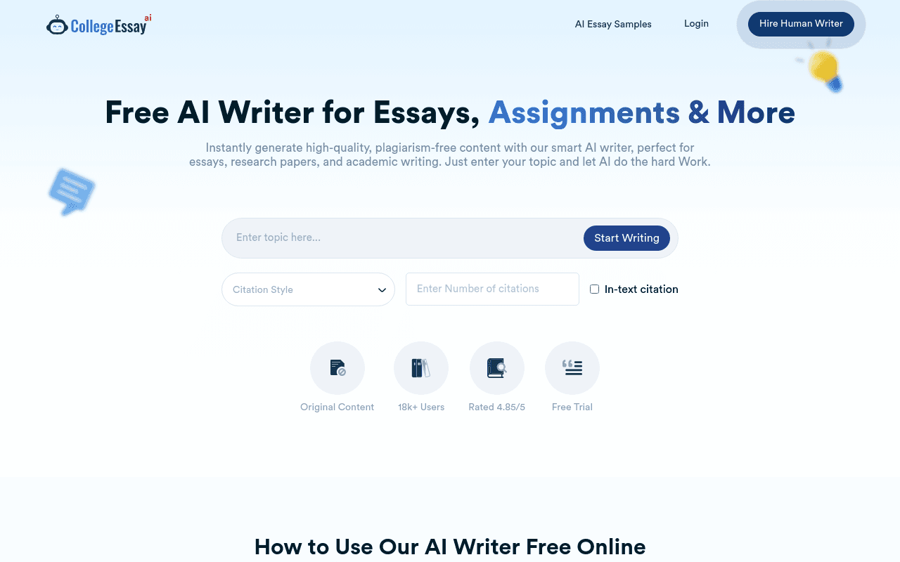 CollegeEssay.org's AI Essay Writer