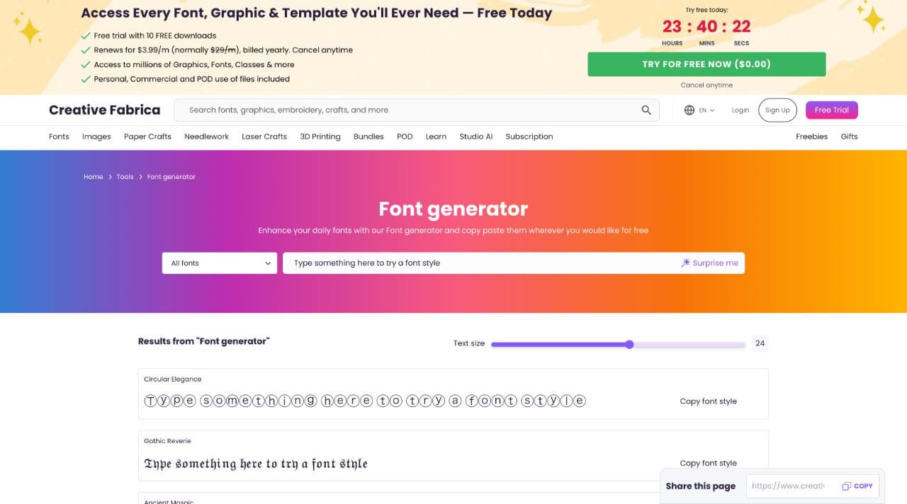 Creative Fabrica Font Generator