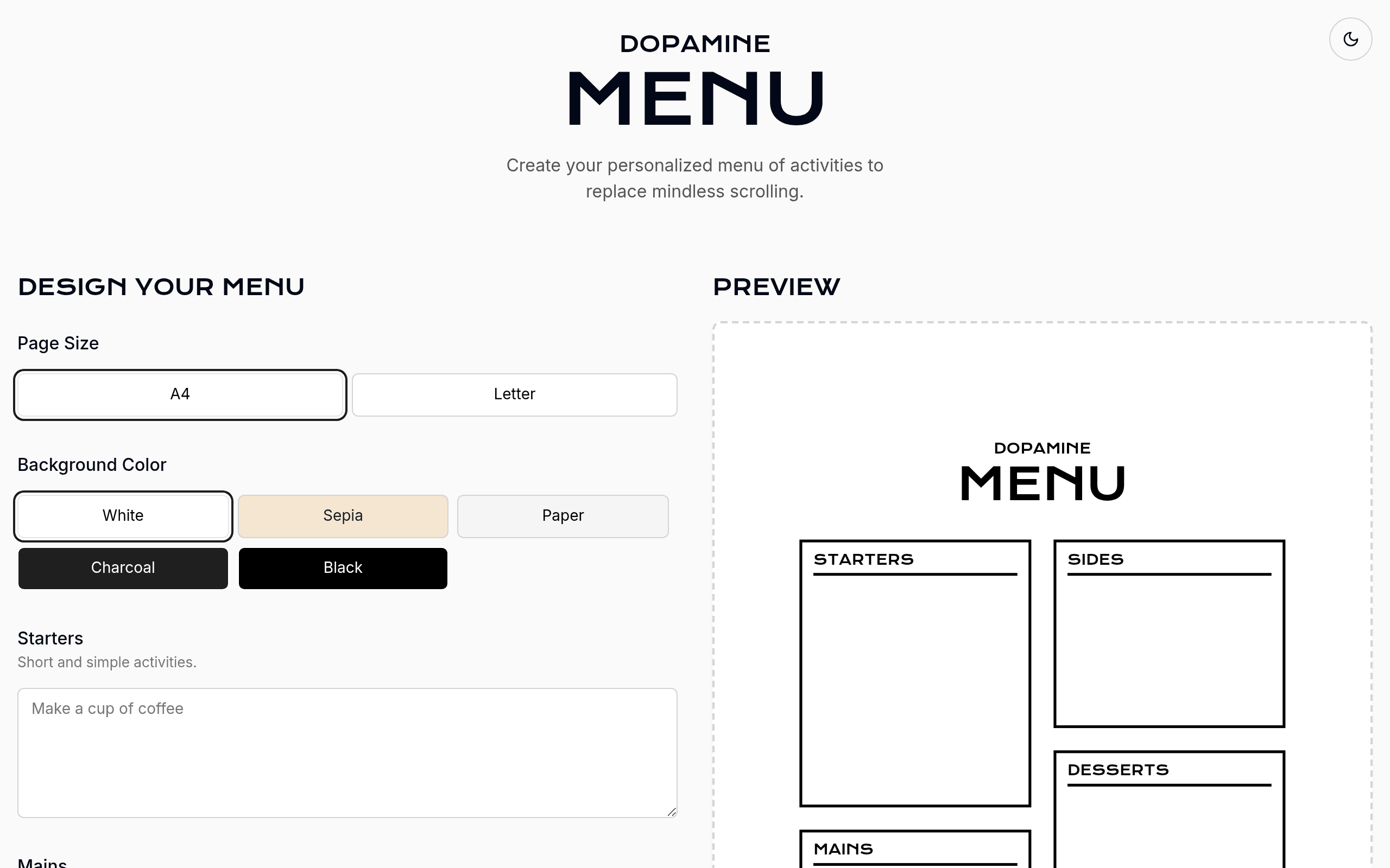 Dopamine Menu