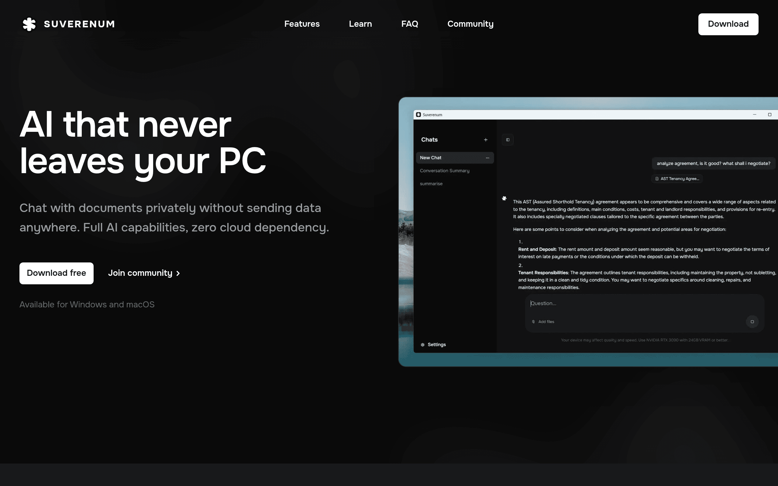 Find local AI in 10 secs with Suverenum