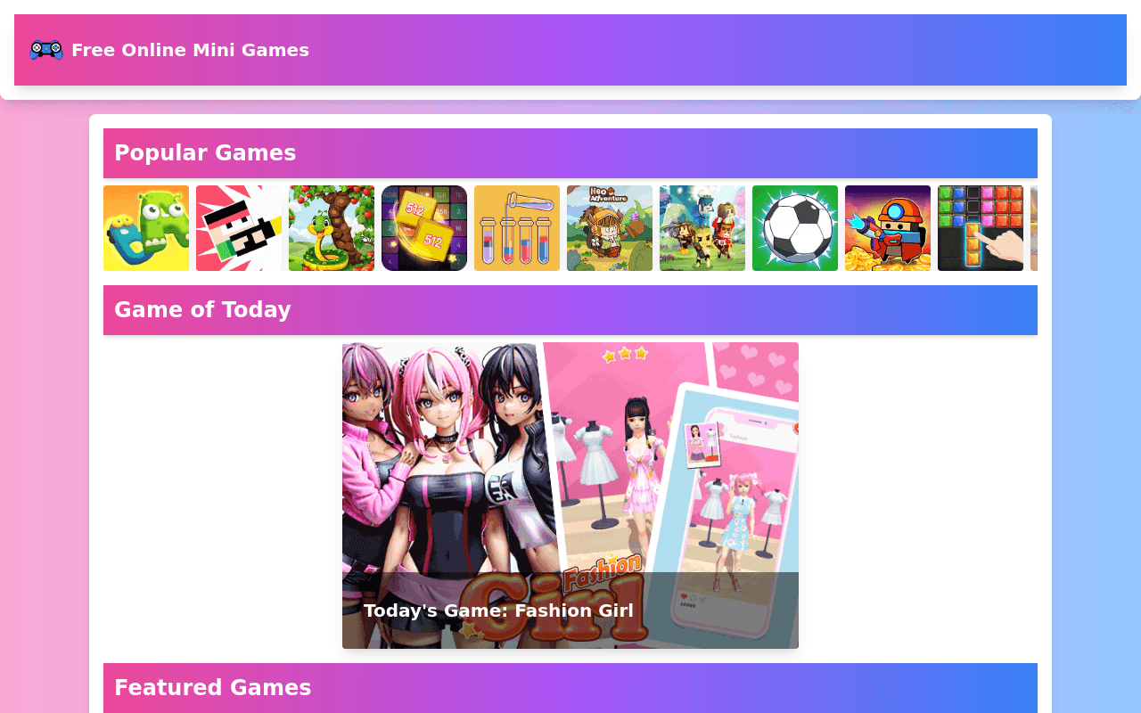 Free Mini Games Online