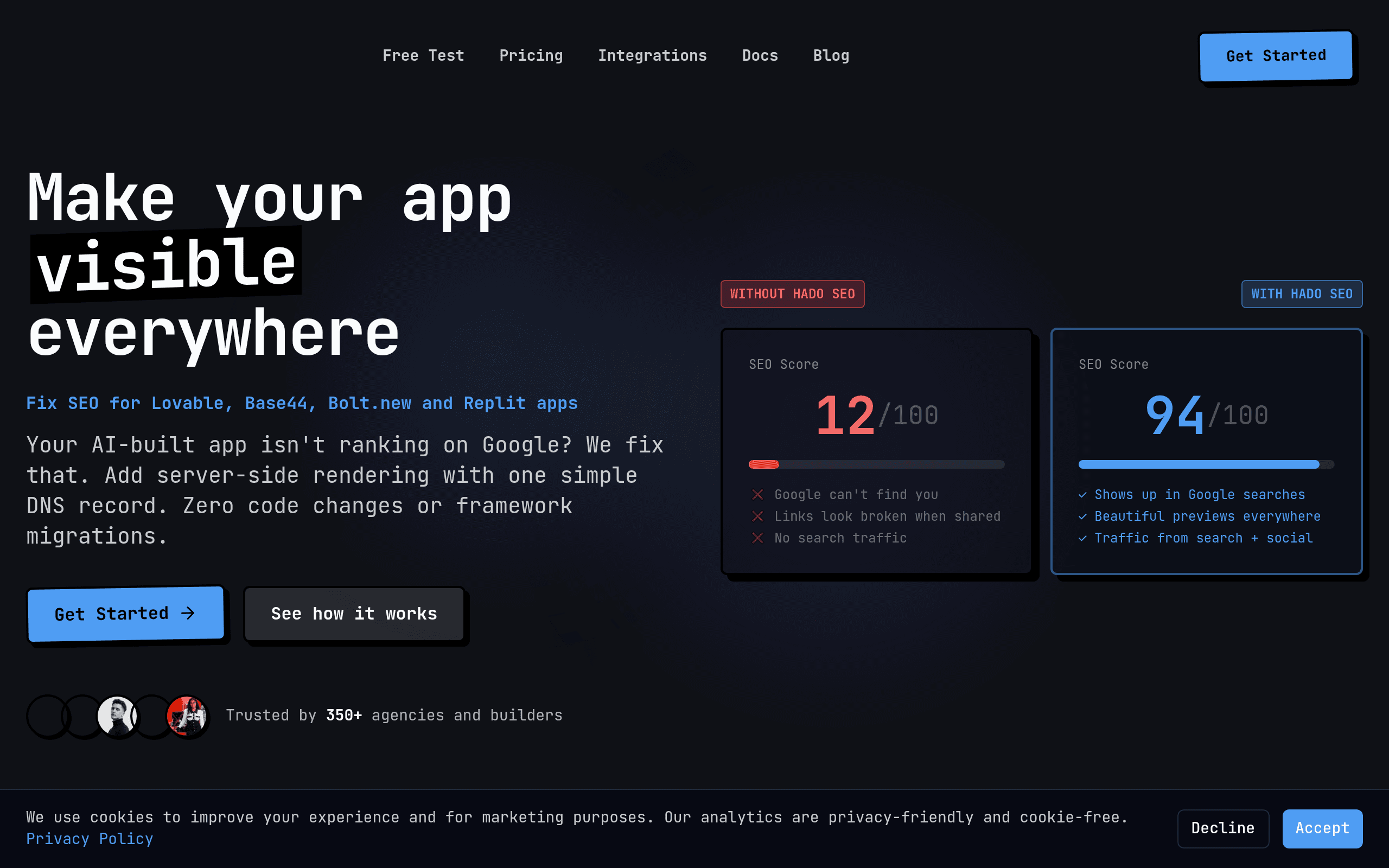 Hado SEO | Prerender.io Alternative