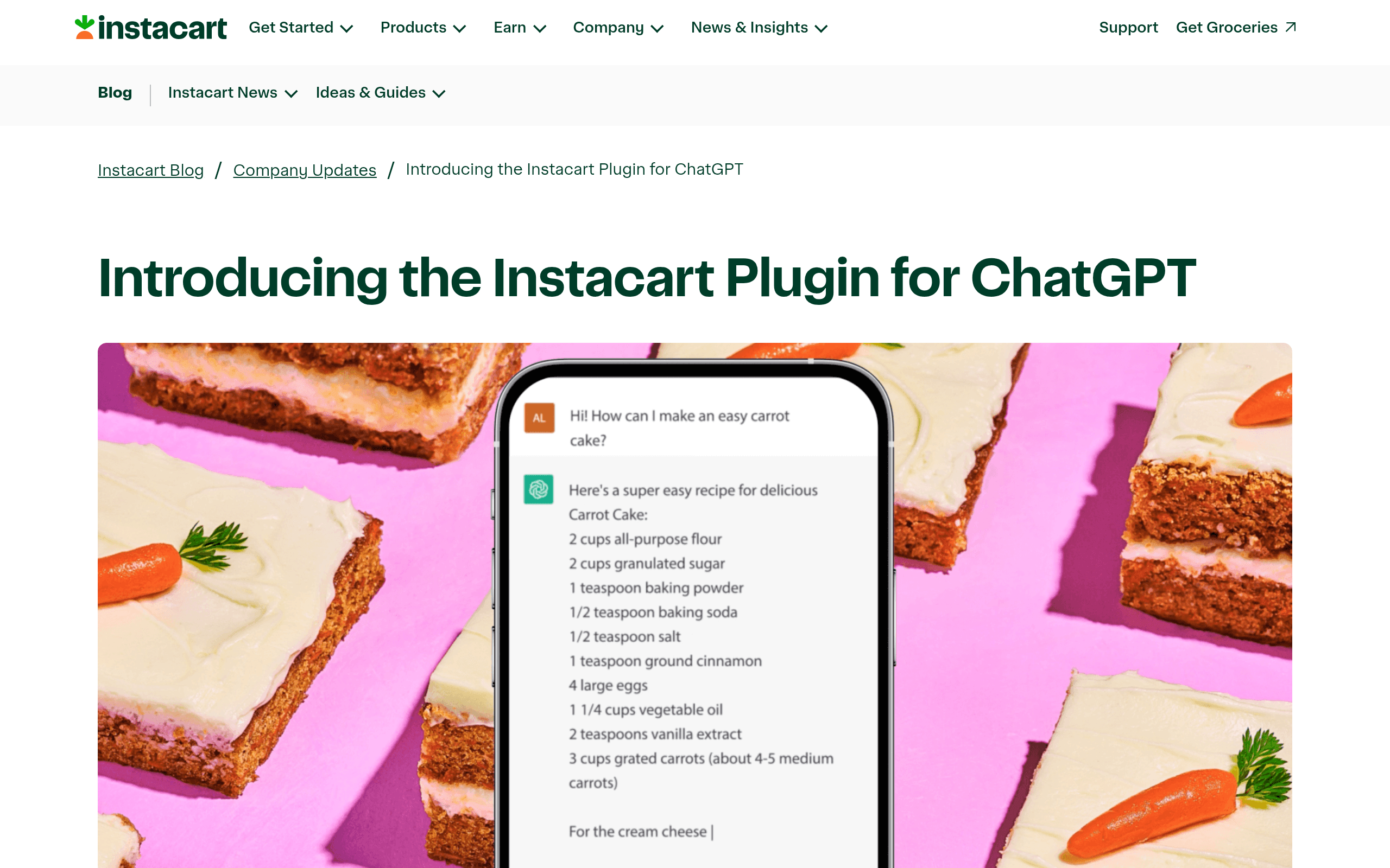 Instacart ChatGPT plugin
