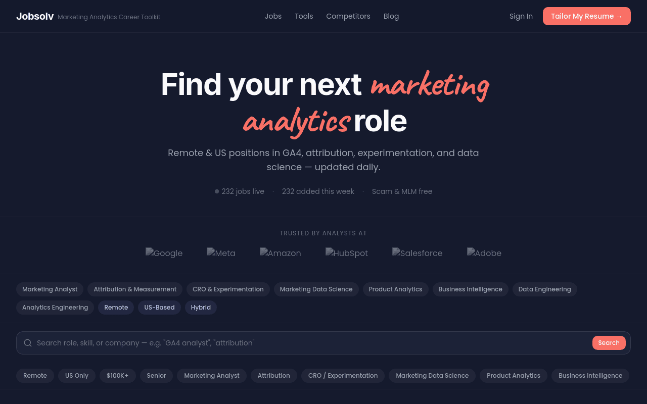 Jobsolv: Remote Job Board + AI Resume Tailoring