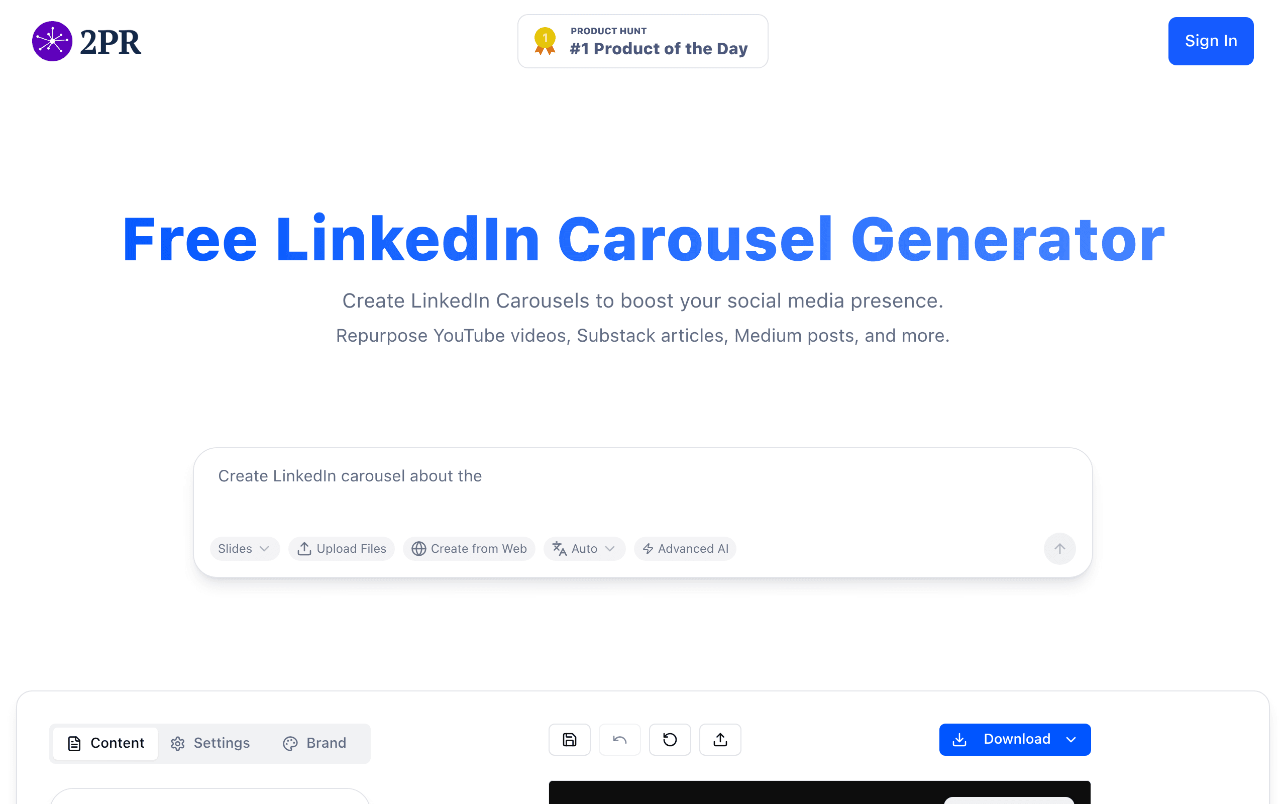 LinkedIn Carousel Generator by 2PR