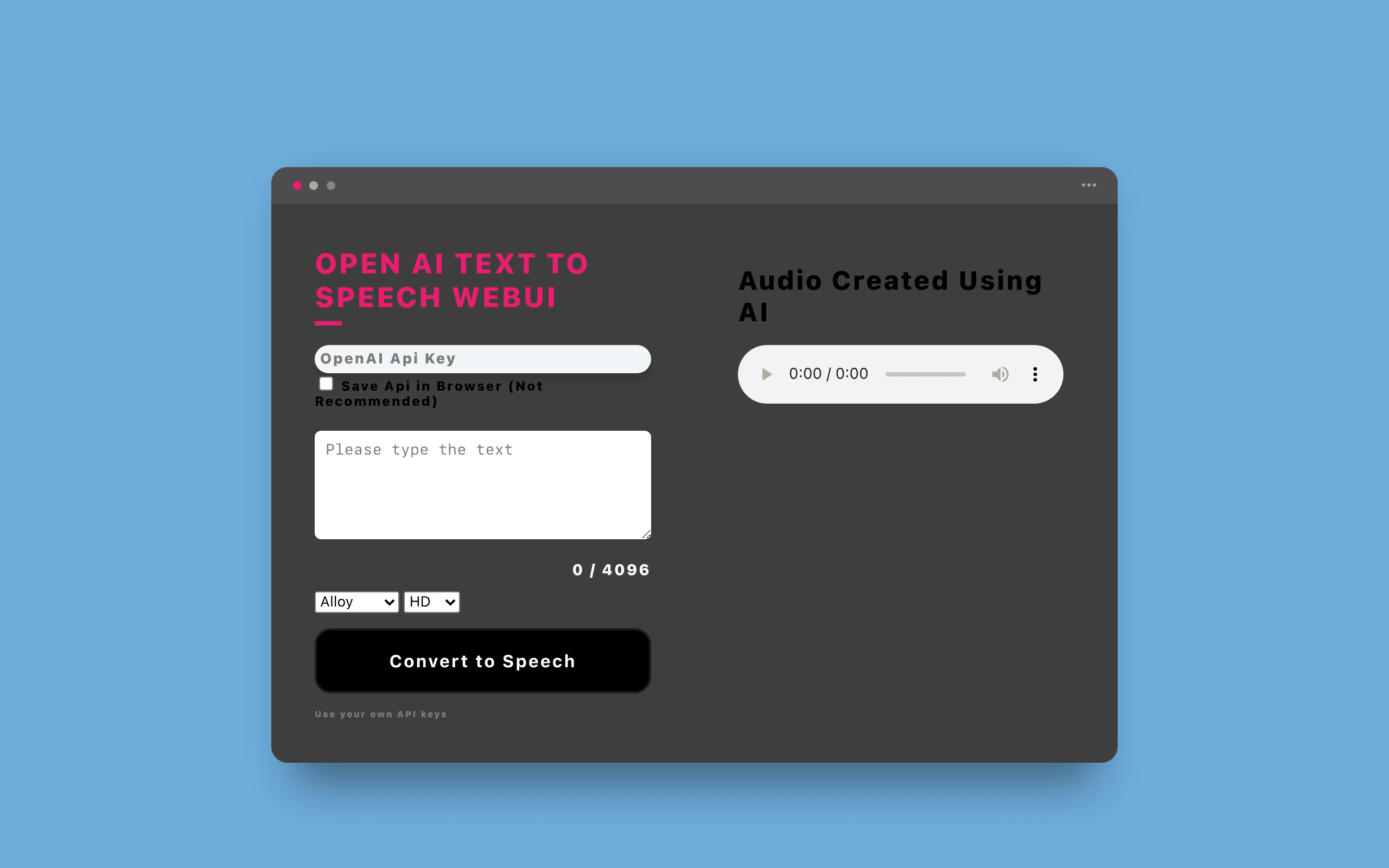 OpenAI Text To Speech WebUI