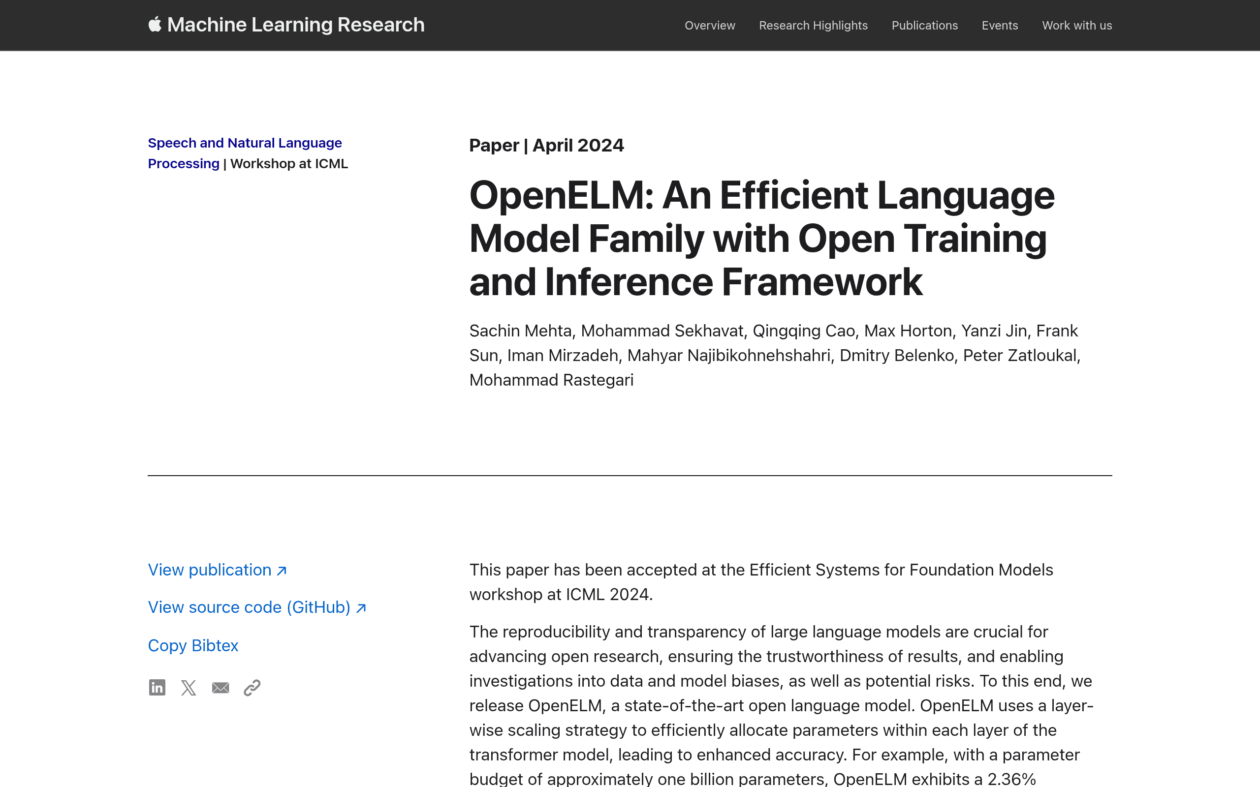OpenELM by Apple