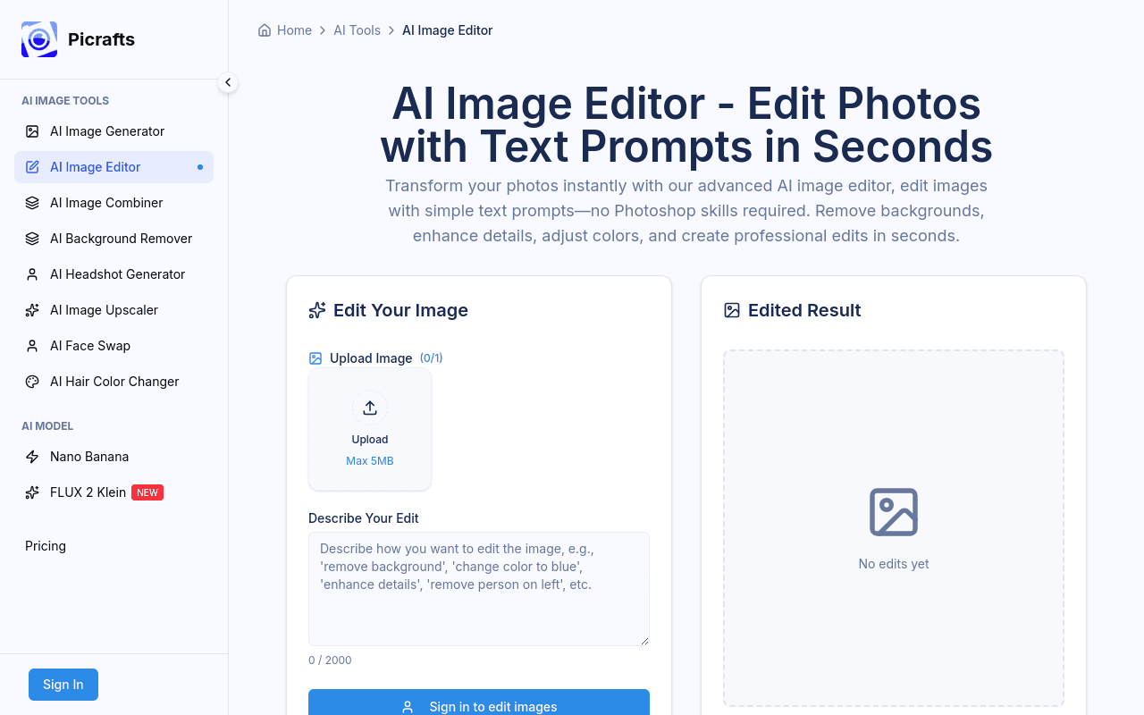 PiCrafts AI Image Editor