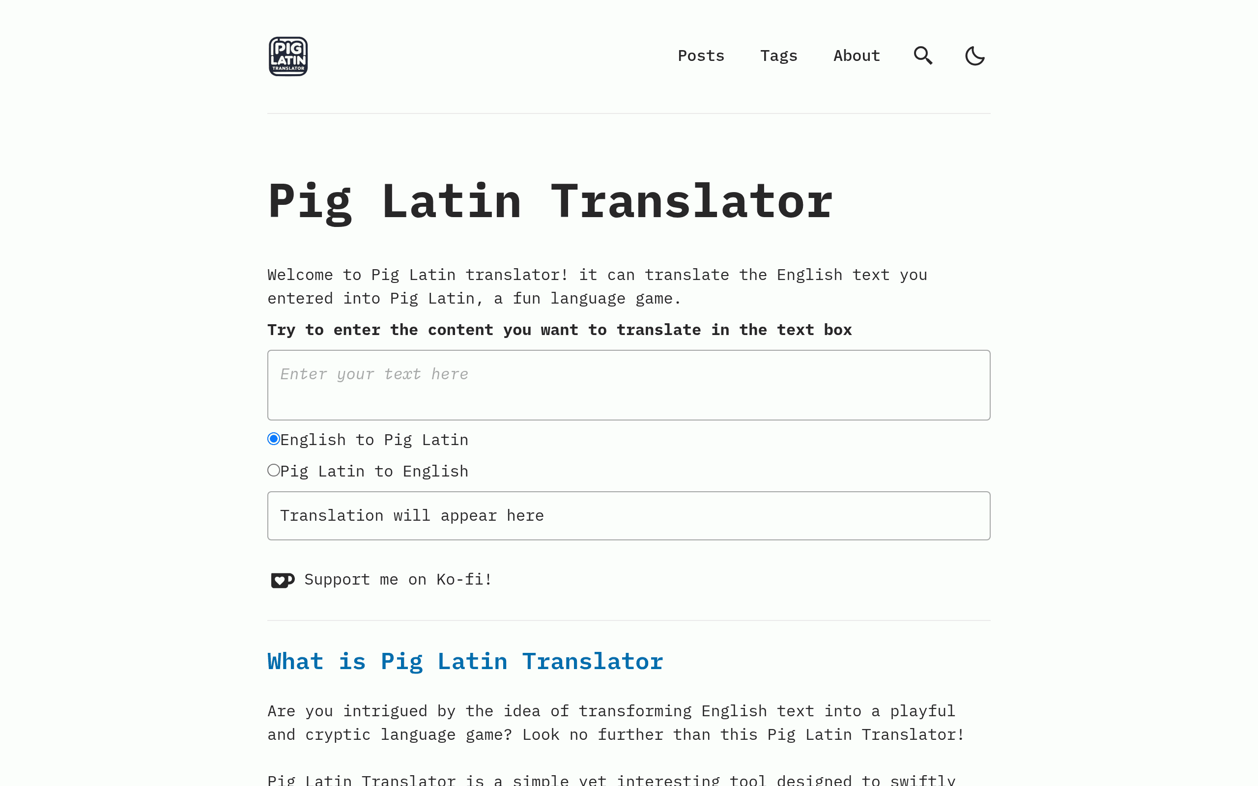 Pig latin translator