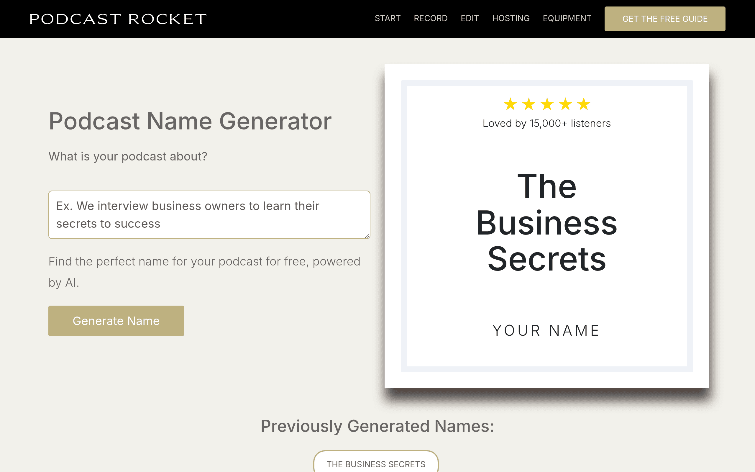 Podcast Name Generator by Podcast Rocket
