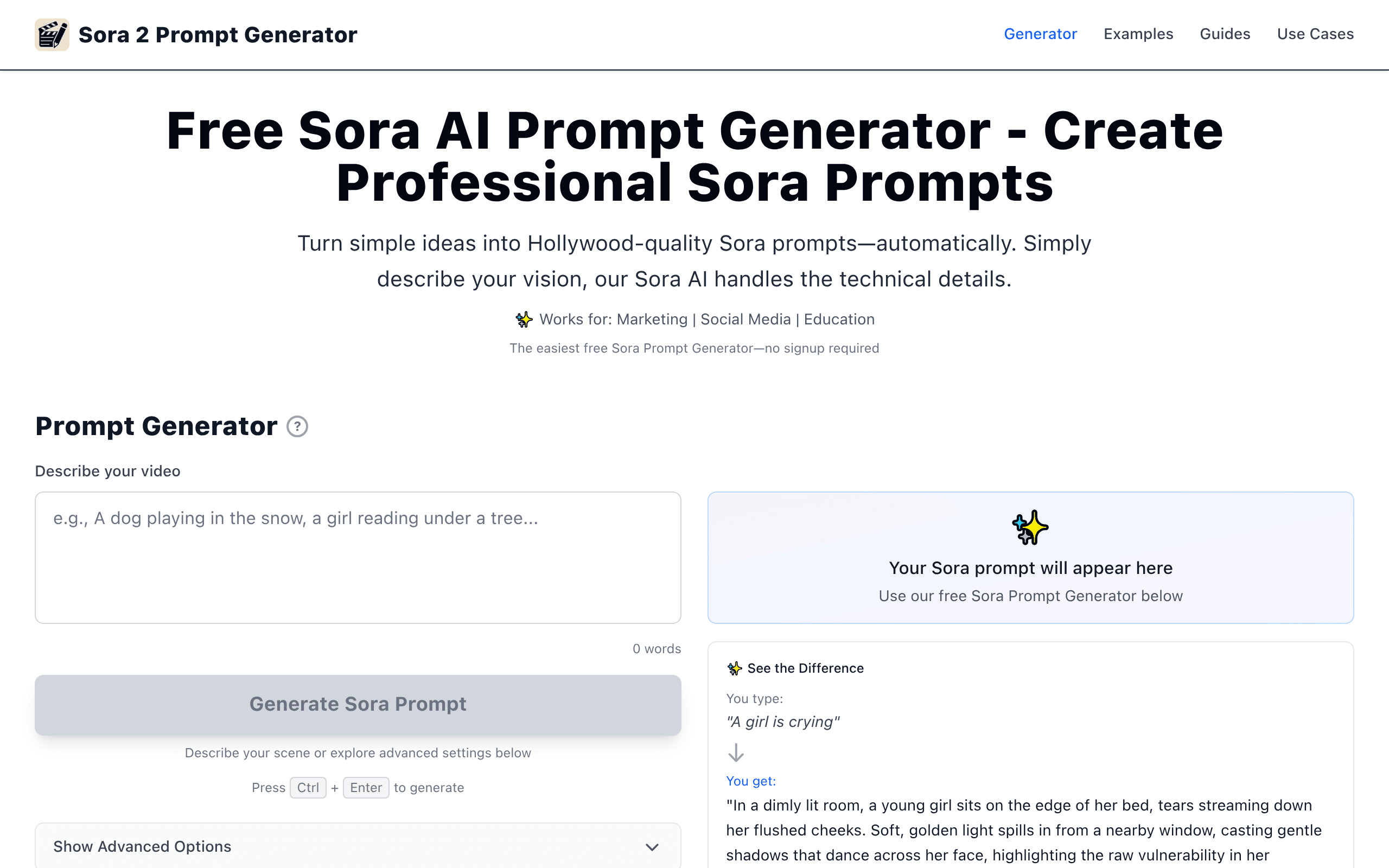 Sora 2 Prompt Generator