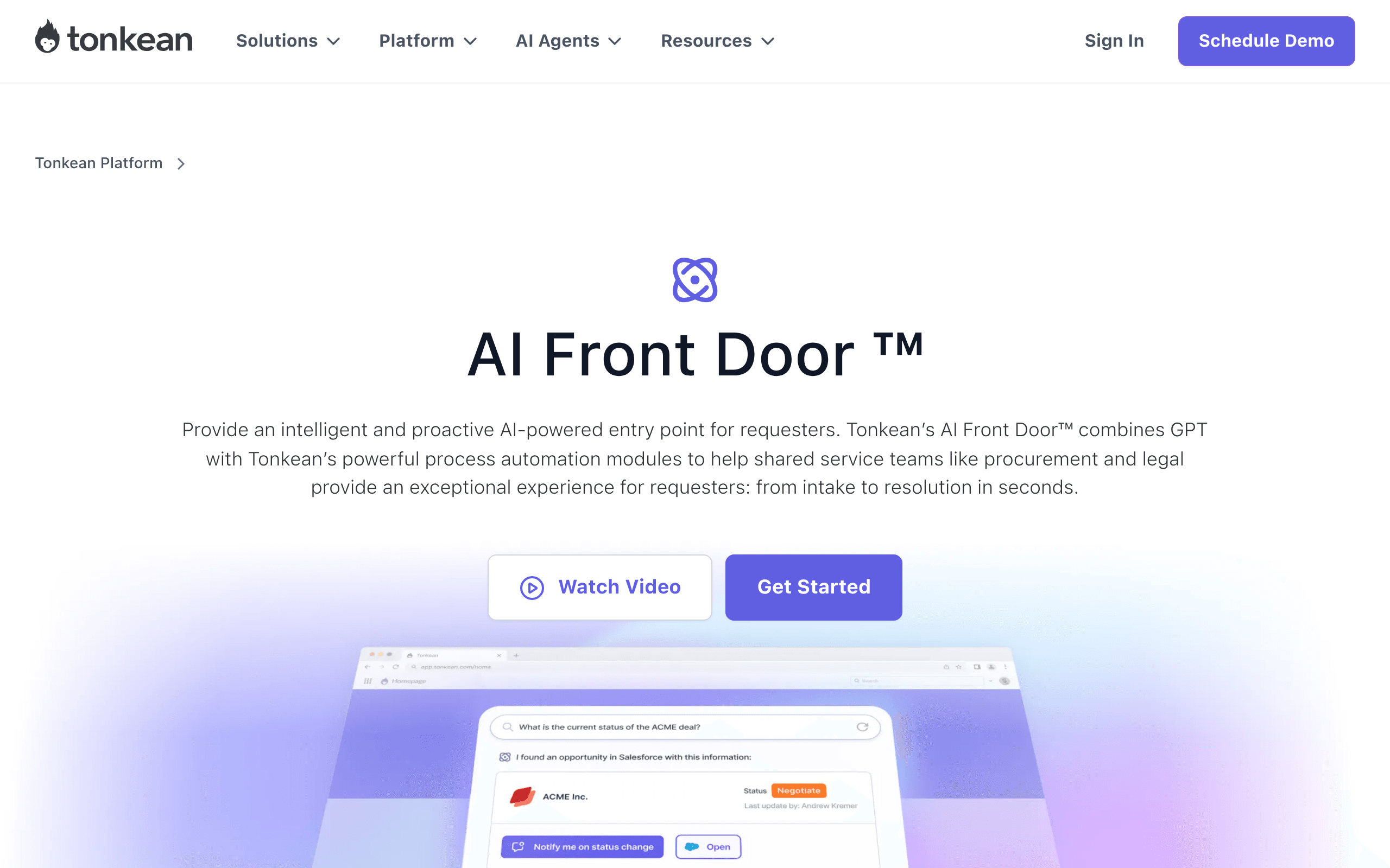 Tonkean AI Front Door