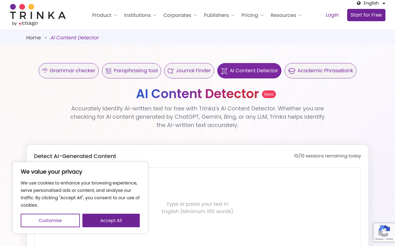 Trinka AI Content Detector