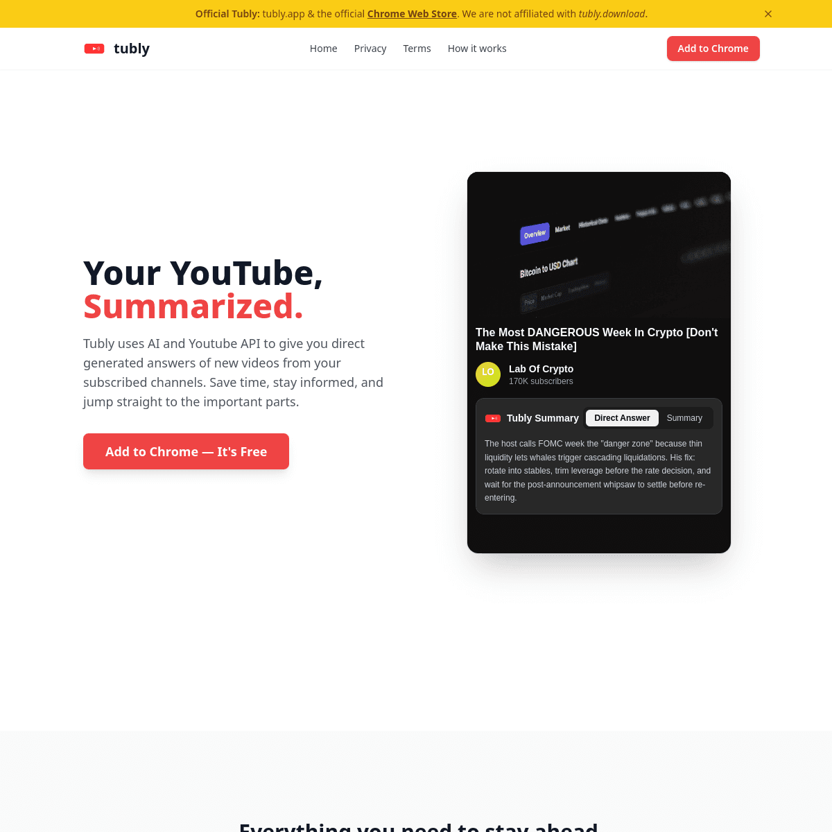 Tubly: Your Youtube Videos Summary Assistant