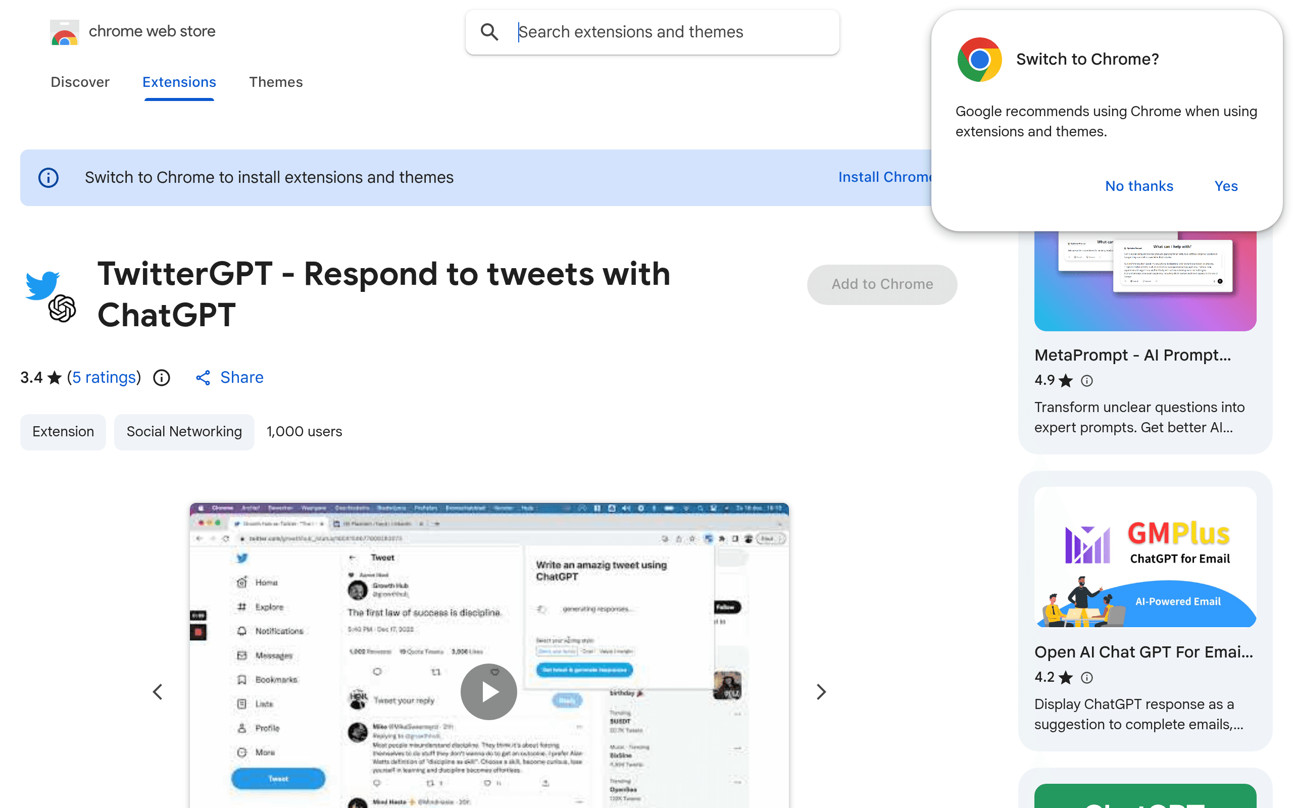 TwitterGPT Chrome Extension