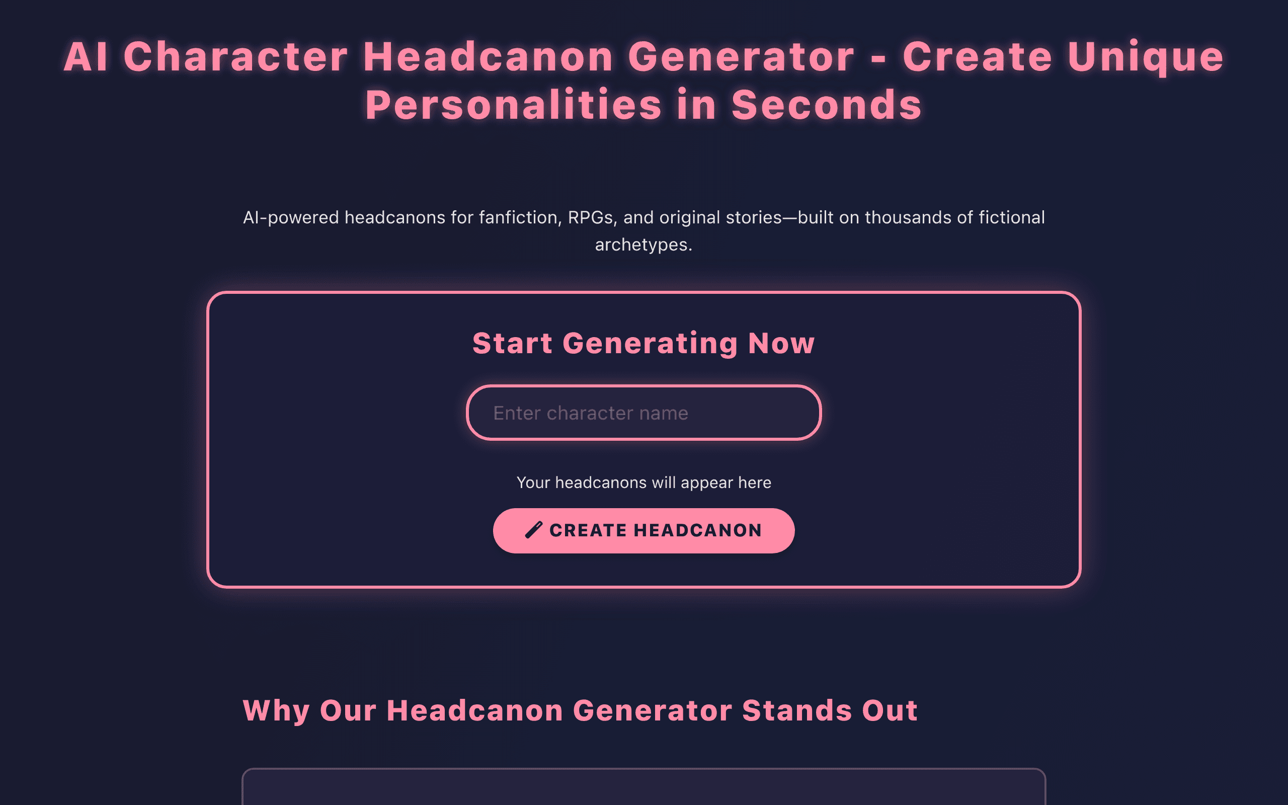 Ultimate Character Headcanon Generator