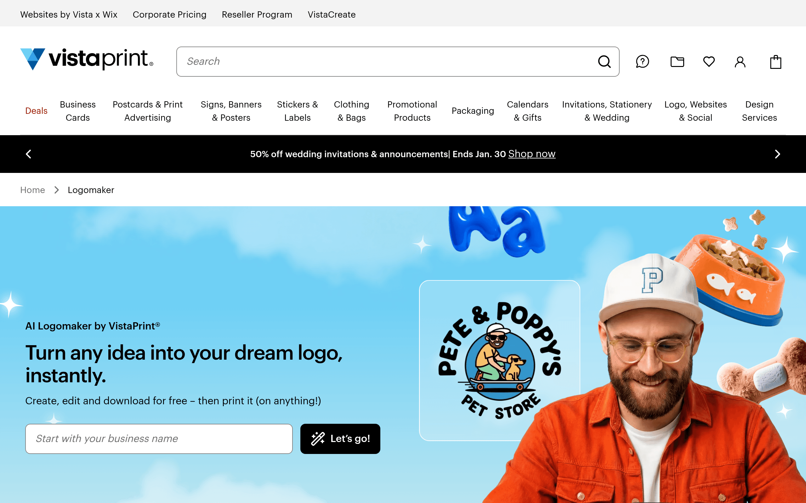 VistaPrint's Logomaker