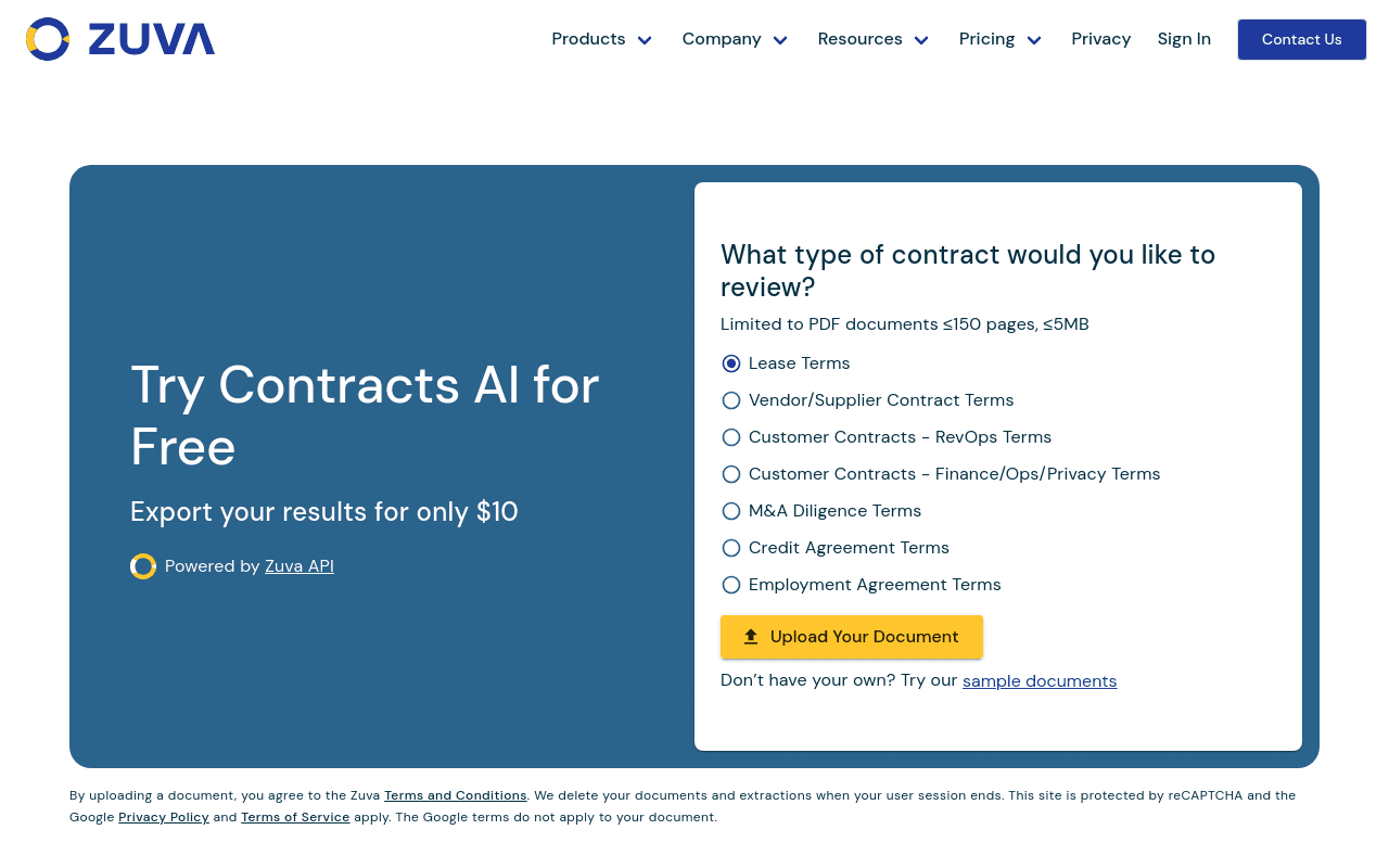 Zuva Contracts AI