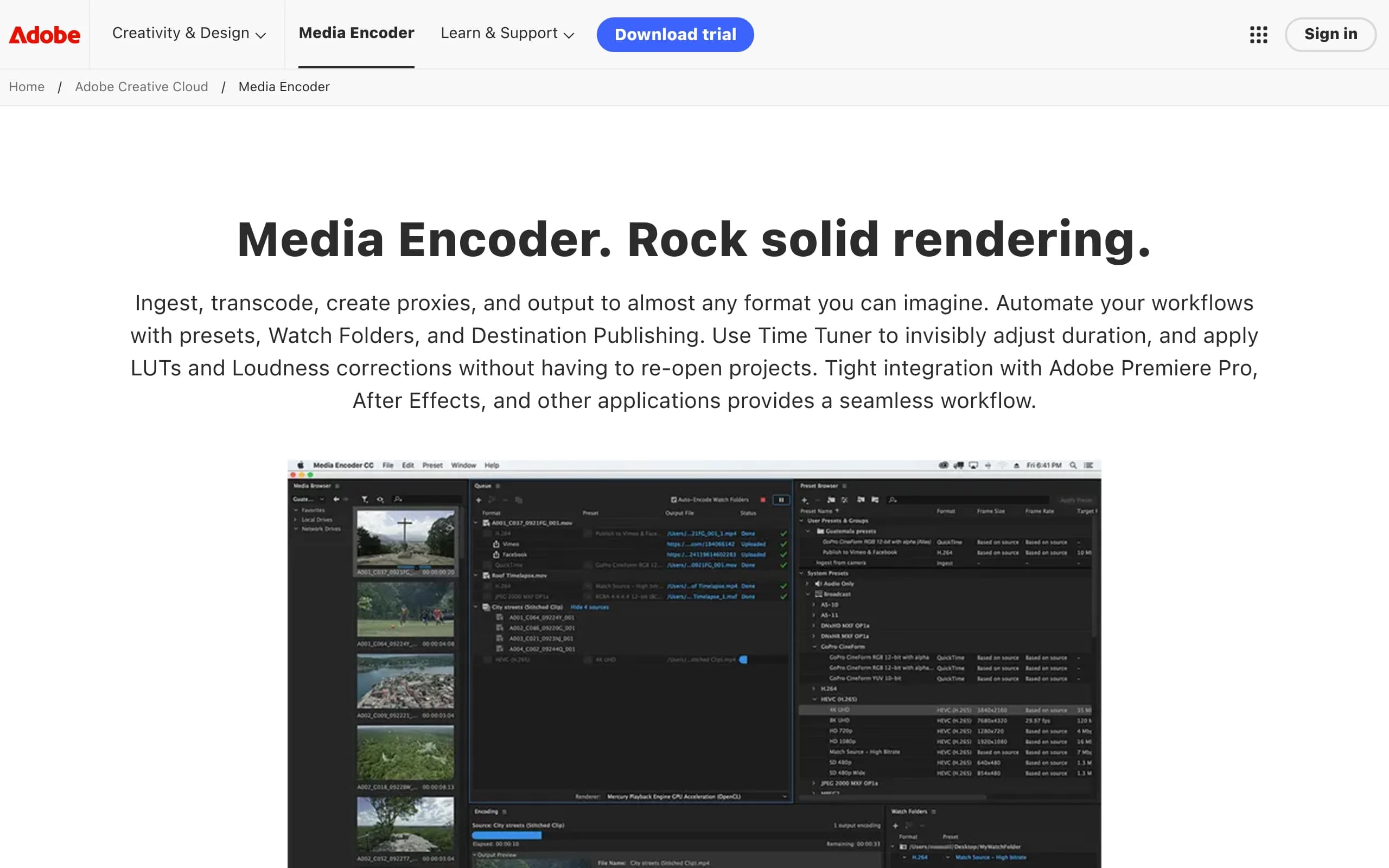 Adobe Media Encoder AI