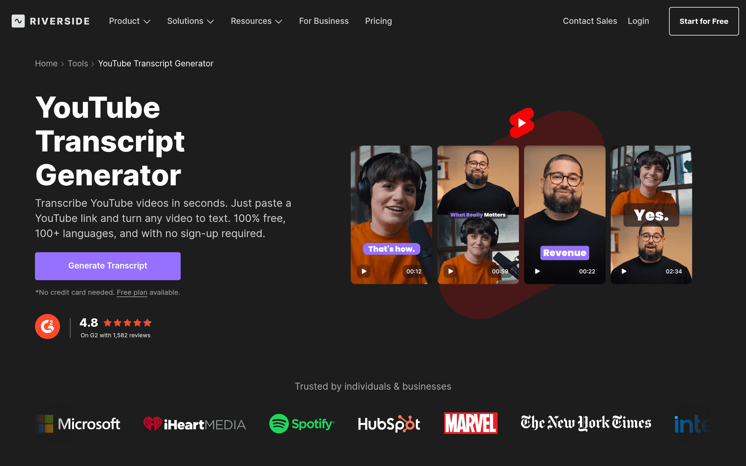 Riverside - YouTube Transcript Generator
